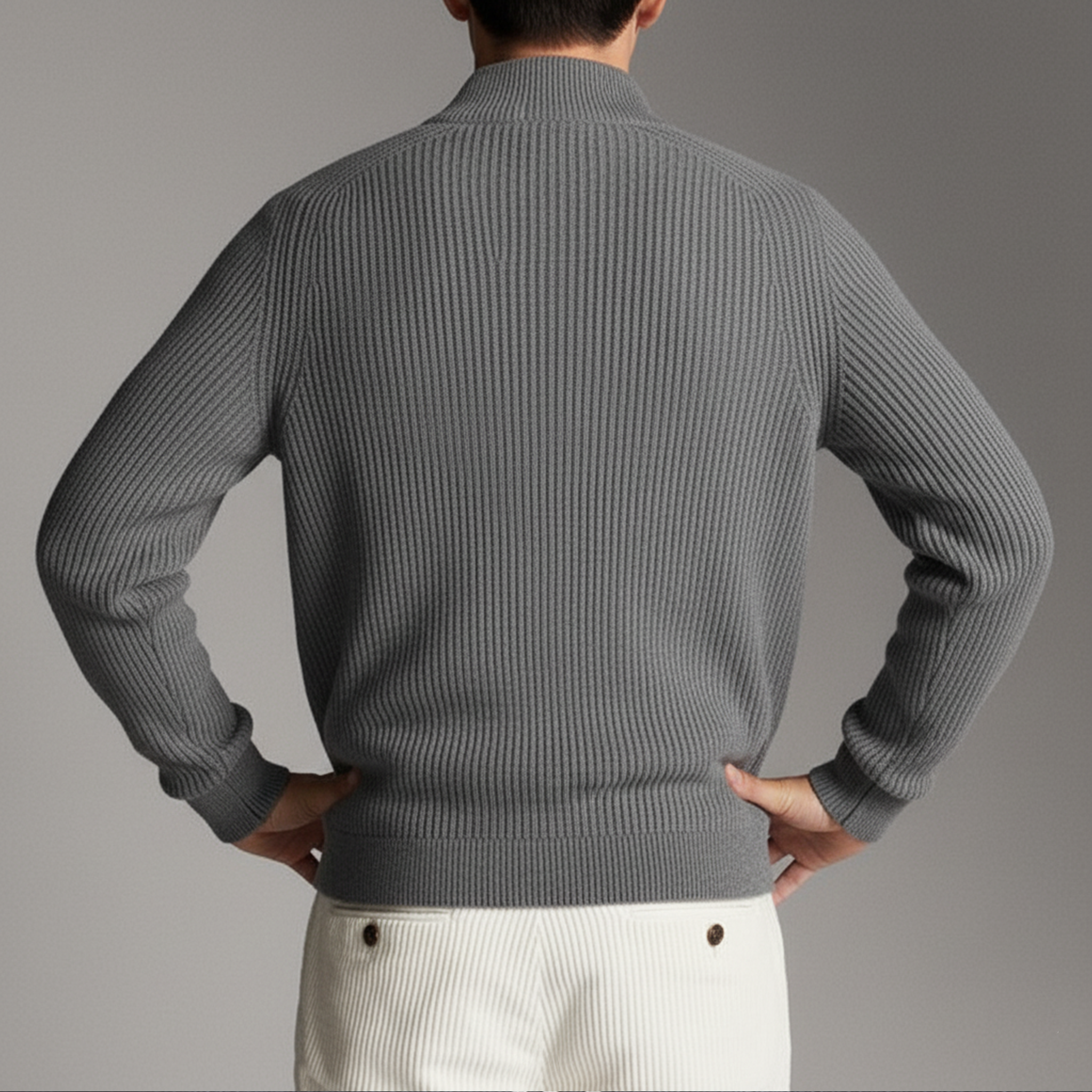 Men's Classic Casual Stand Collar Pocket Zipper Knit Cardigan MTA2153J4K