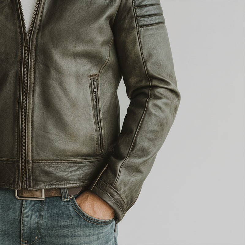 Men's Winter Retro Pattern PU Stitching Faux Leather Jacket MTA2003J3P