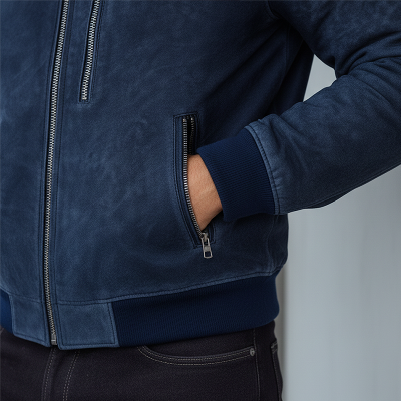 Men's Winter Retro Faux Suede Zip-Up Short Jacket MTA1309K0P