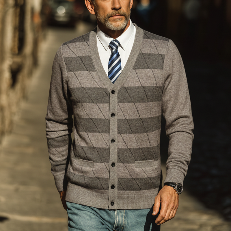 Men's Autumn Fashion Striped Knitted Thin Sweater Cardigan MTA1545I2P