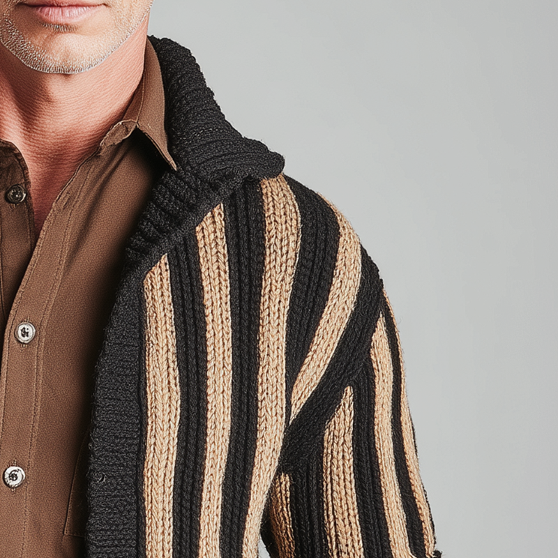 Men's Winter Fashion Vertical Striped Knitted Cardigan MTA0192I5P