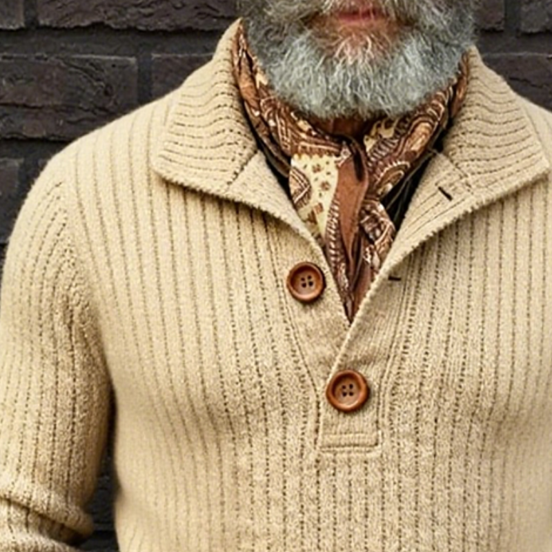 Men's Retro Casual Knitted Lapel Pullover Sweater MTA1660J1TO