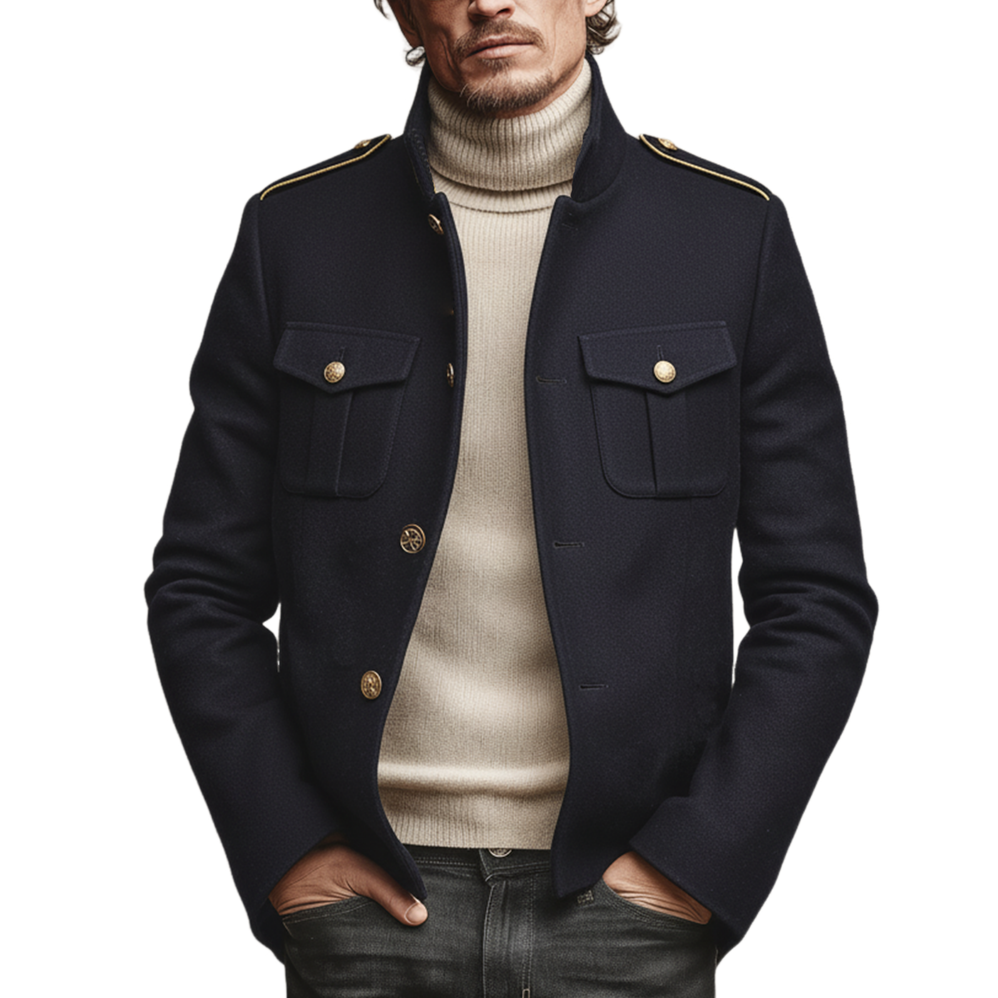 Men's Classic Retro Stand-up Collar Faux Suede Jacket MTA0757K2K