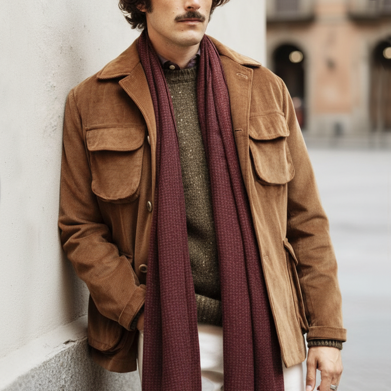 Men's Classic Loose-fit Corduroy Button-up Jacket MTA2589I4U