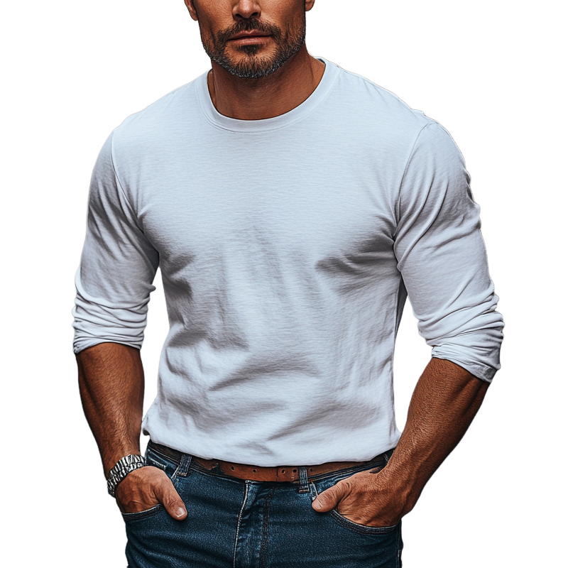 Men's Casual Cotton Blend Crew Neck Long Sleeve T-Shirt MTA2793J7X