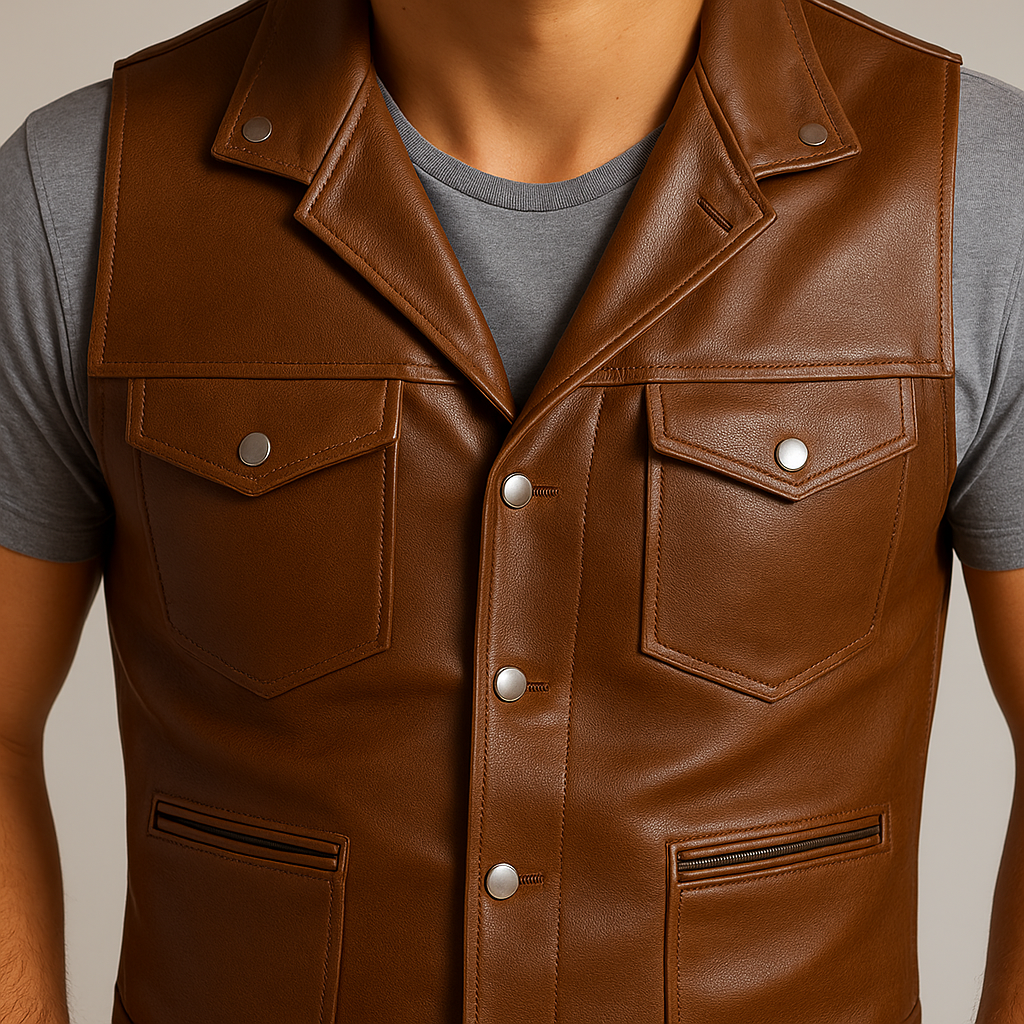 Men's Summer Western Cowboy Style Thin Leather Vest MTA1511E3P