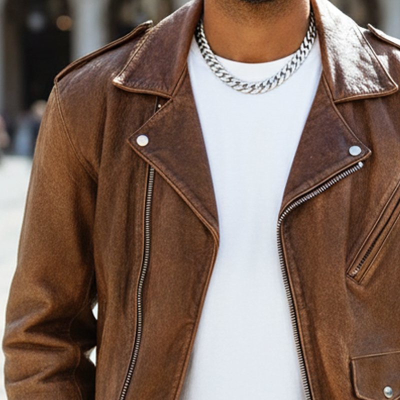 Men's Vintage Motorcycle PU Leather Zip-up Jacket MTA2378I2U