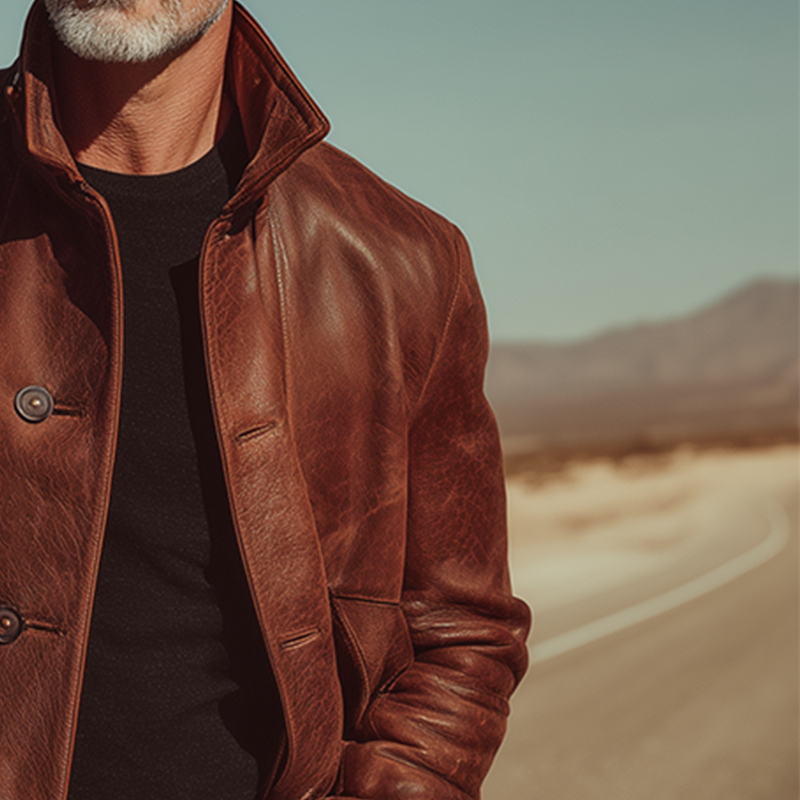 Men's Western Cowboy Retro Textured PU Leather Jacket MTA1129I2P