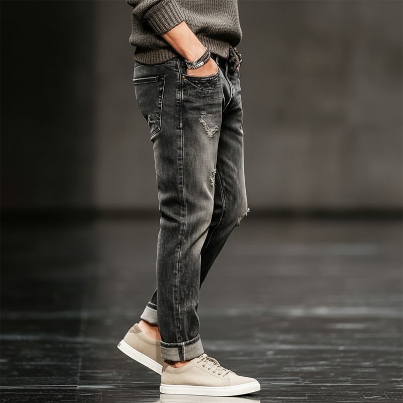 Men's Classic Distressed Ripped Straight Jeans MTA2495J4U