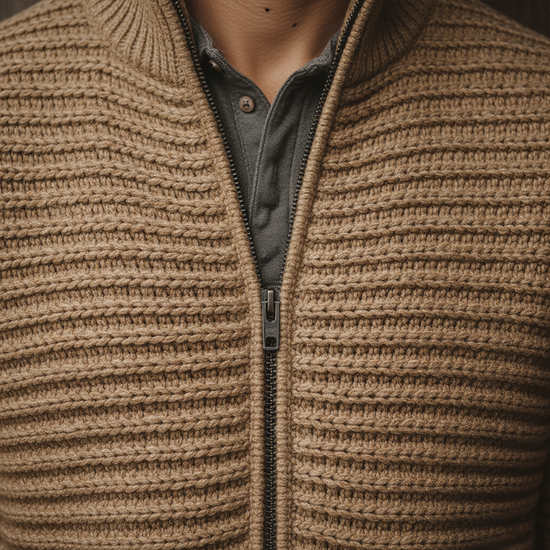 Men's Winter Fashion Cotton Knitted Striped Zipper Cardigan MTA1394J7P