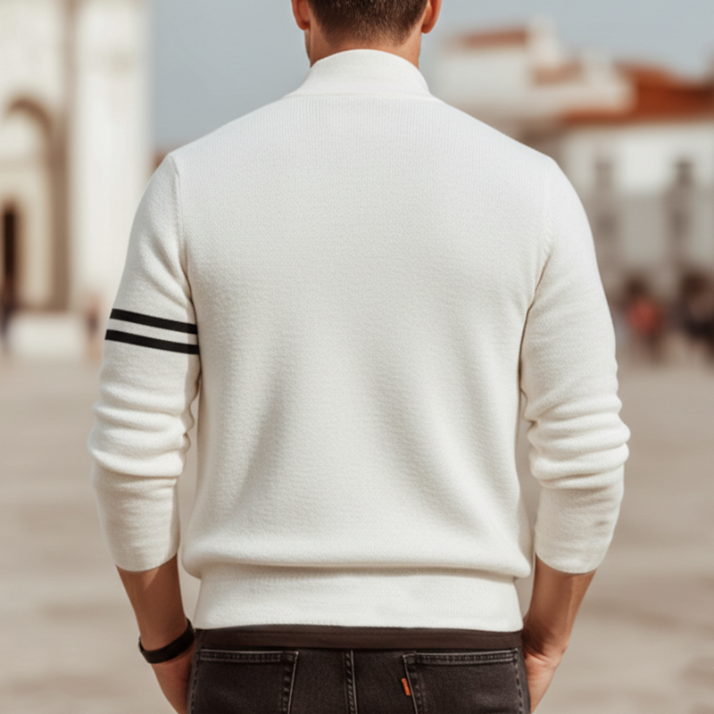 Men's Classic Stand-collar High-stretch Knitted Textured Zip-up Cardigan MTZ1653A3U