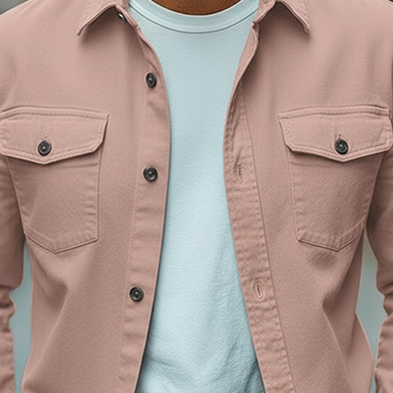 Men's Spring Fashion Twill 100% Cotton Long-sleeve Shirt MTZ2377A3P