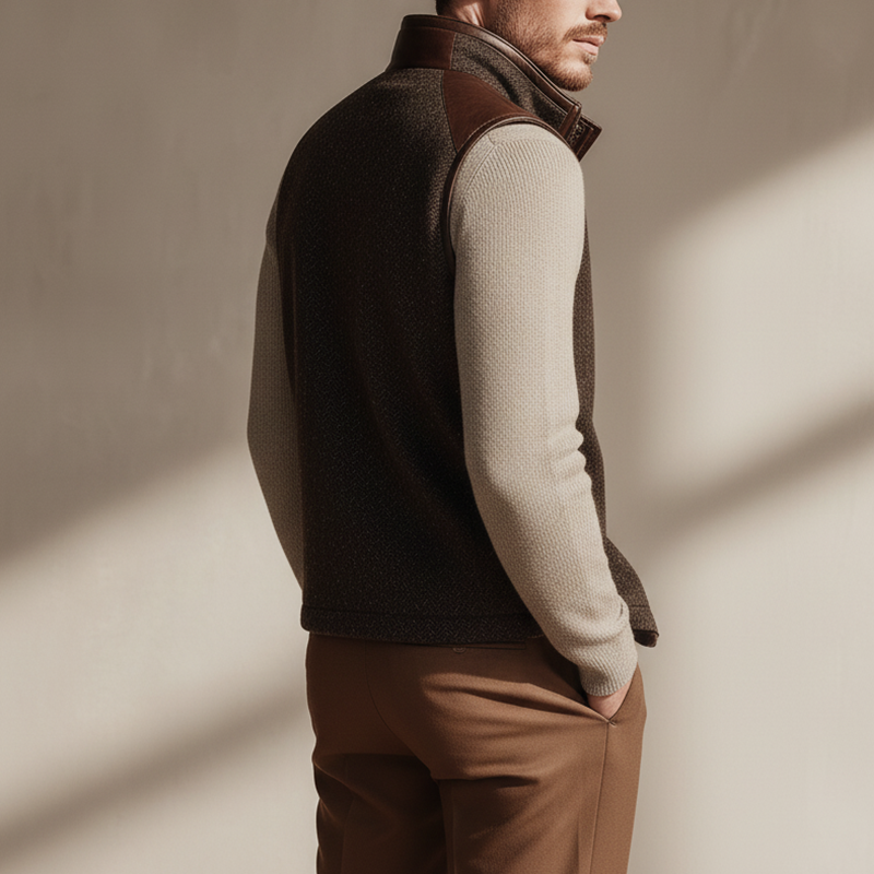 Men's Winter Retro Herringbone Faux Wool Vest MTA1442J1P