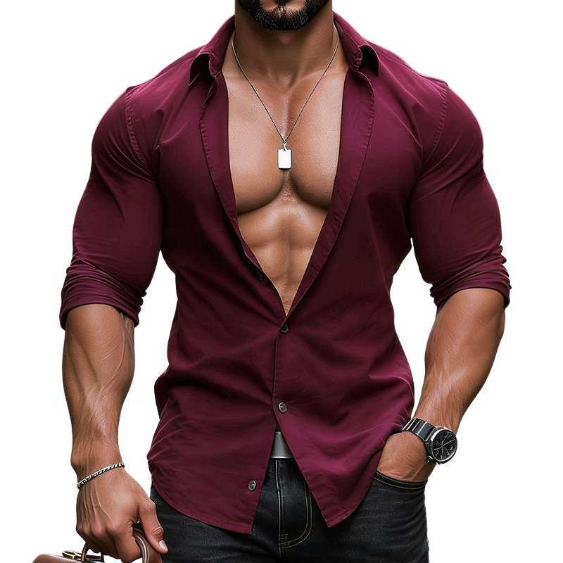 Men's Retro Casual Cotton Linen Lapel Long-Sleeved Shirt MTA3013L1TO