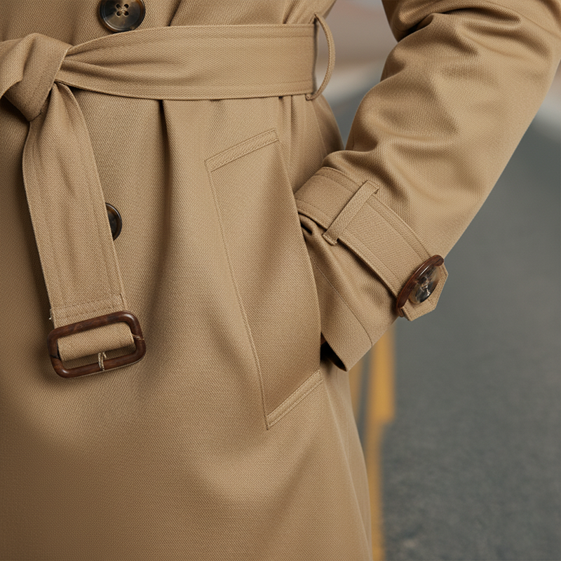 Men's Autumn Fashion Twill Cotton Double-Breasted Trench Coat (Including Belt) MTA1008J0P