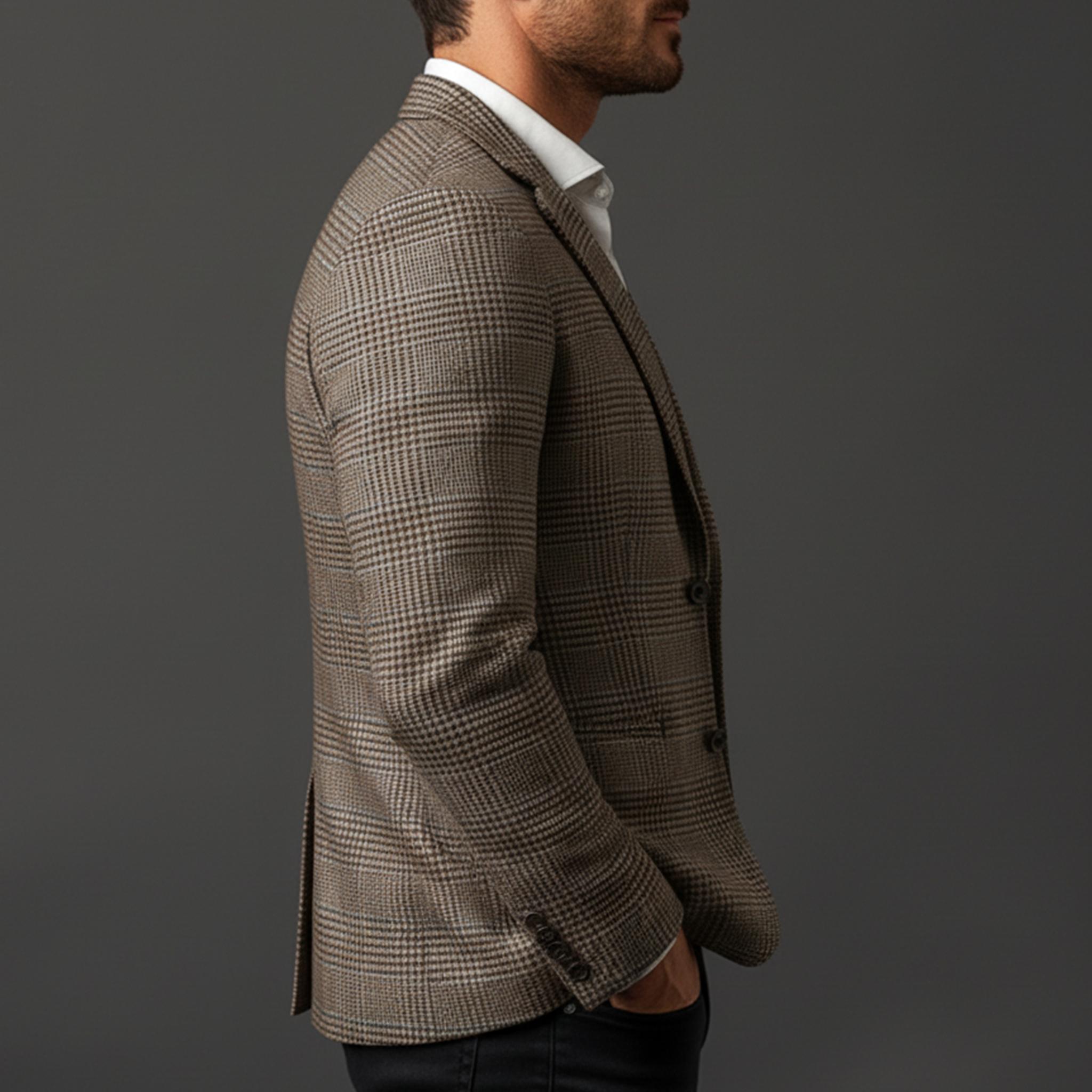 Men's Classic Business Herringbone Blend Slim Fit Single-Breasted Blazer MTA3076K6K