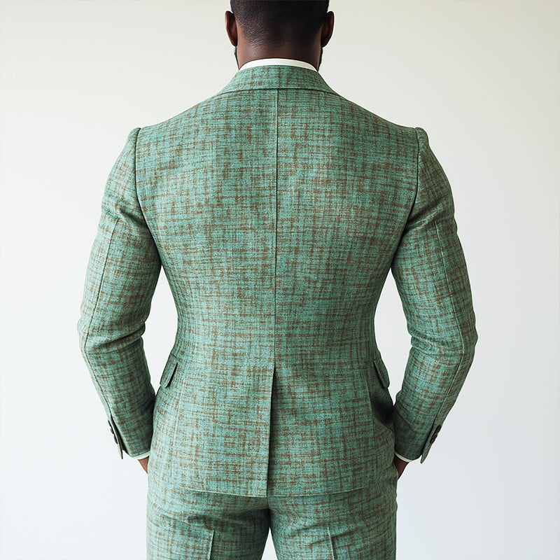 Men's Vintage Elegant Jacquard Peaked Lapel Double Breasted Slim Fit Suit Blazer MTA2248G9M