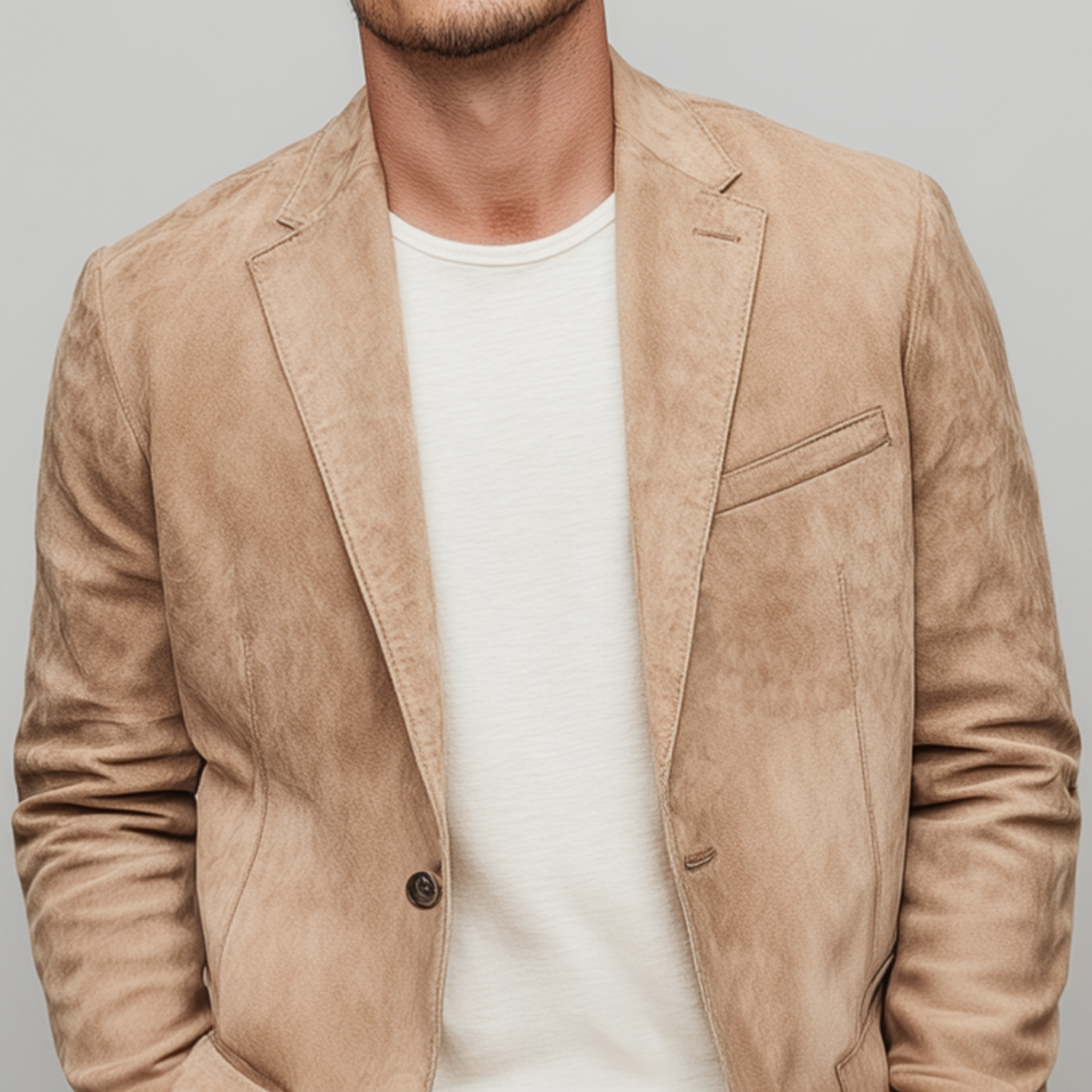 Men's Fashion Casual Solid Color Thin Suede Single Breasted Blazer MTA1856G3K