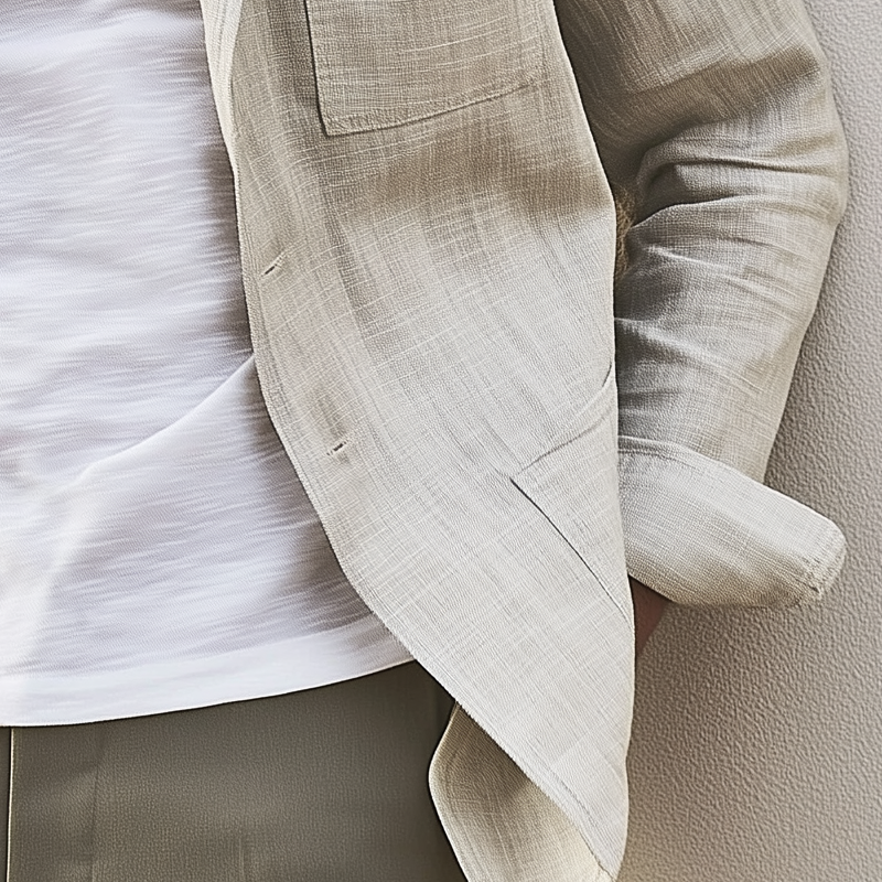 Men's Cotton And Linen Multi-pocket Casual Blazer MTA1150G8X