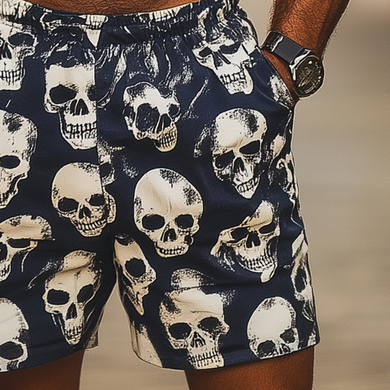 Men's Summer Casual Skull Print Shorts MTA2549D1U