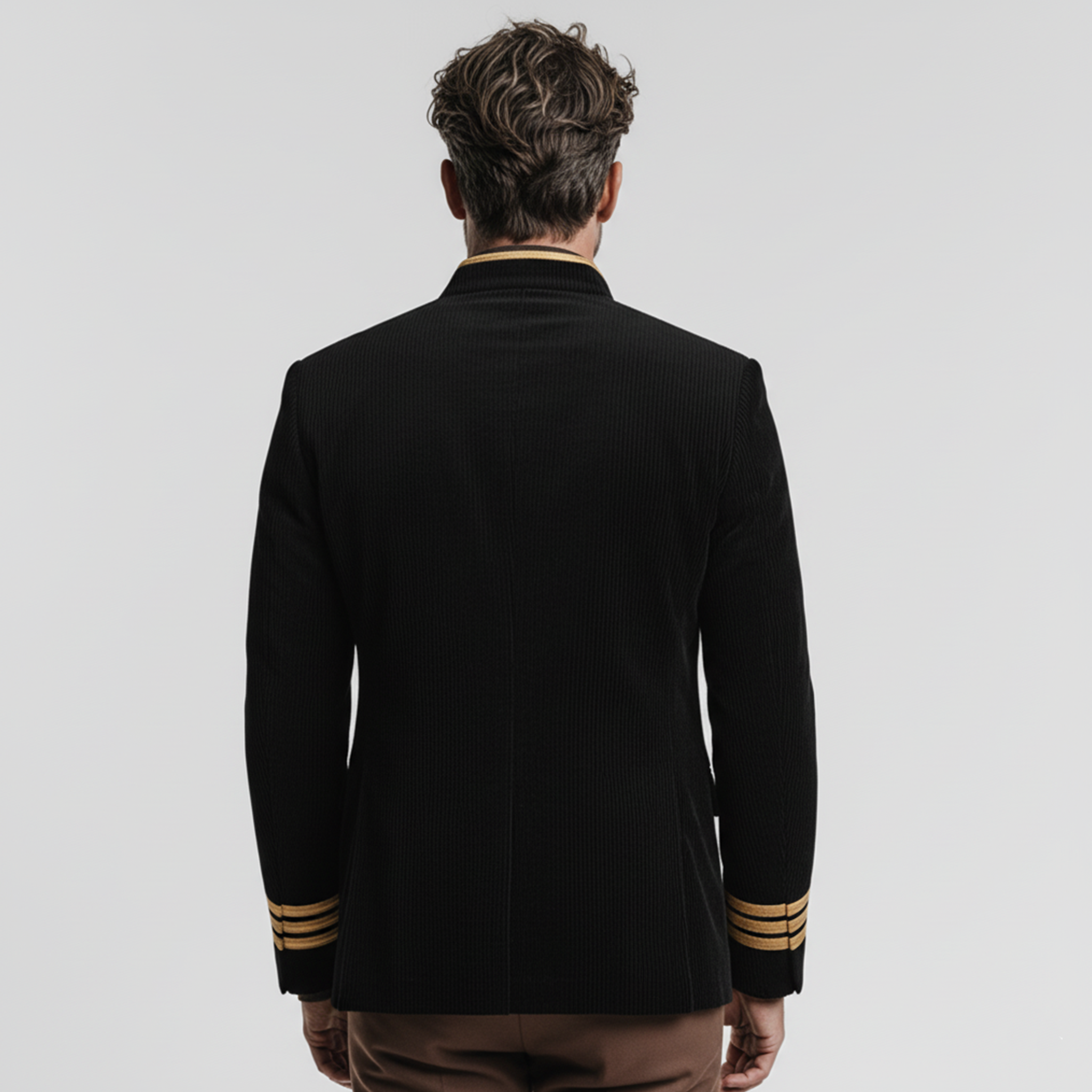 Men's Classic Corduroy Stand Collar Single-Breasted Jacket MTA1561K7K