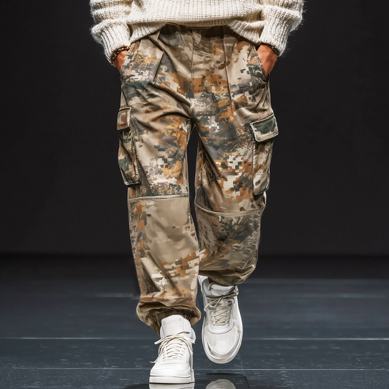 Men's Classic Camouflage Lace-Up Elastic Cuff Track Pants MTA2479J7U