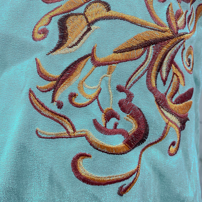 【24-timers frakt】Herreskjorte med brodert semsket skinn og lange ermer, klassisk amerikansk retro-skjorte, 83858595K