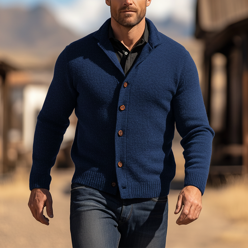 Men's Simple Solid Color Slim Fit Cotton Yarn Knit Button Cardigan MTA2183K6P