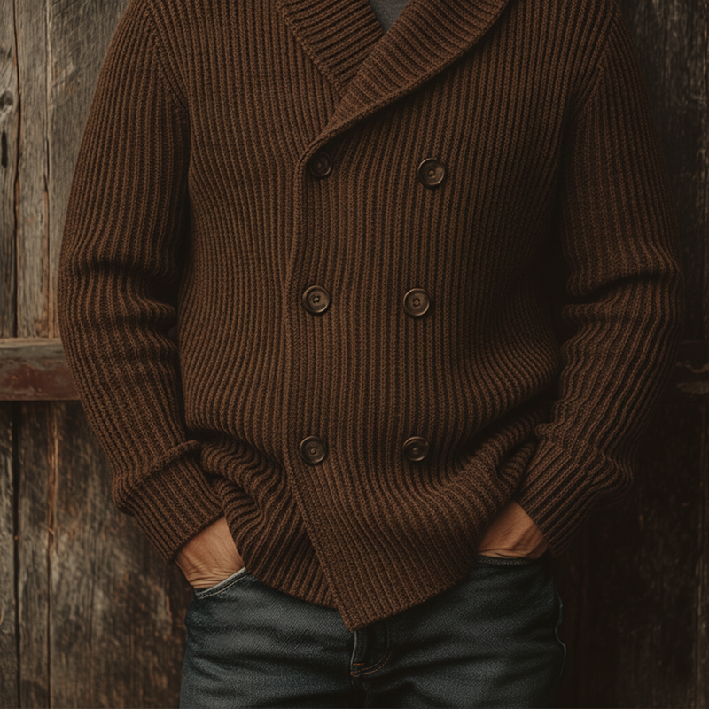 Men's Winter Fashion Double-breasted Cotton Knitted Casual Cardigan MTA2240J3P