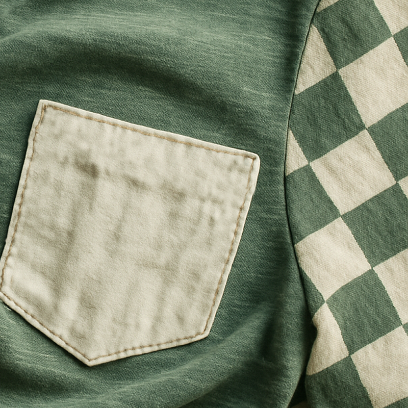 Men's Classic Checkerboard V-neck Long Sleeve T-shirt MTA1825G5U