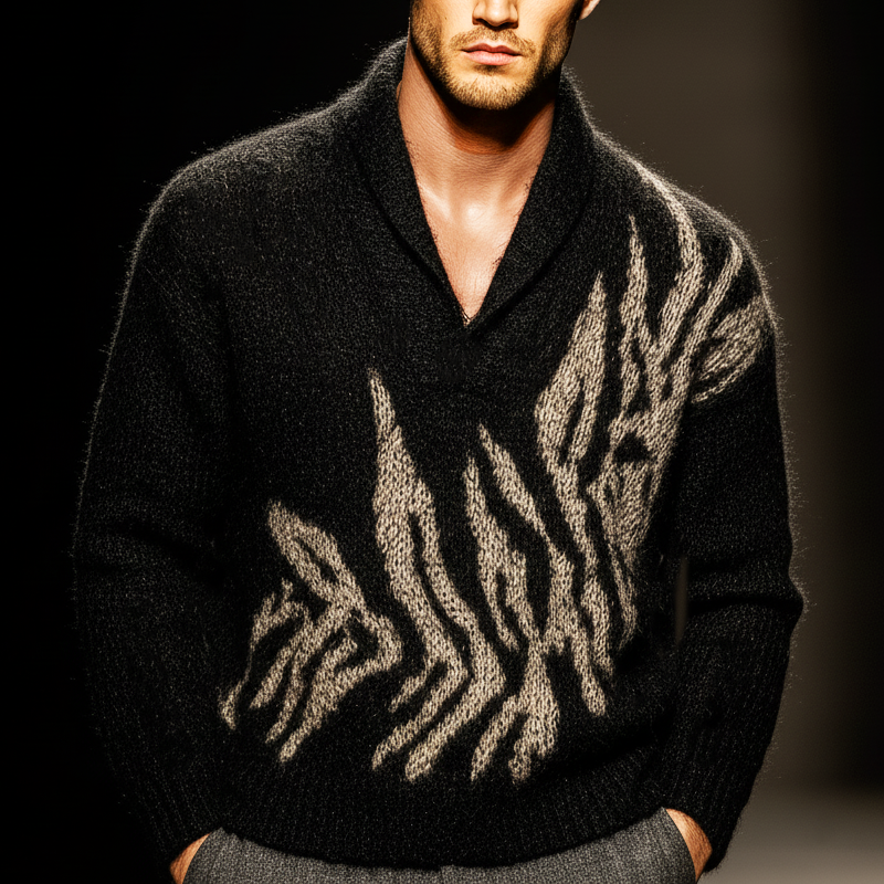 Men's Fashionable Jacquard Knitted Sweater MTA2365J3U