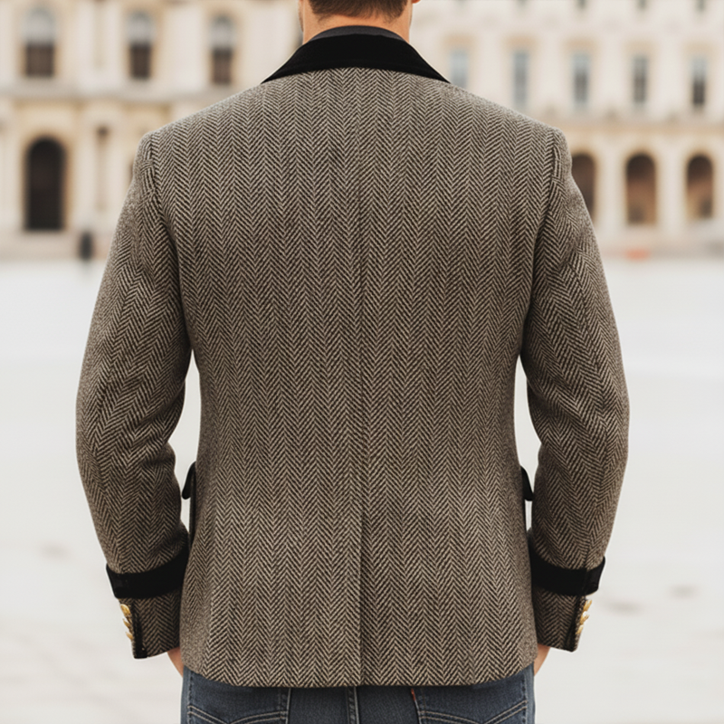 Men's Classic Color-block Faux Wool Two-button Jacket MTA2077L4U