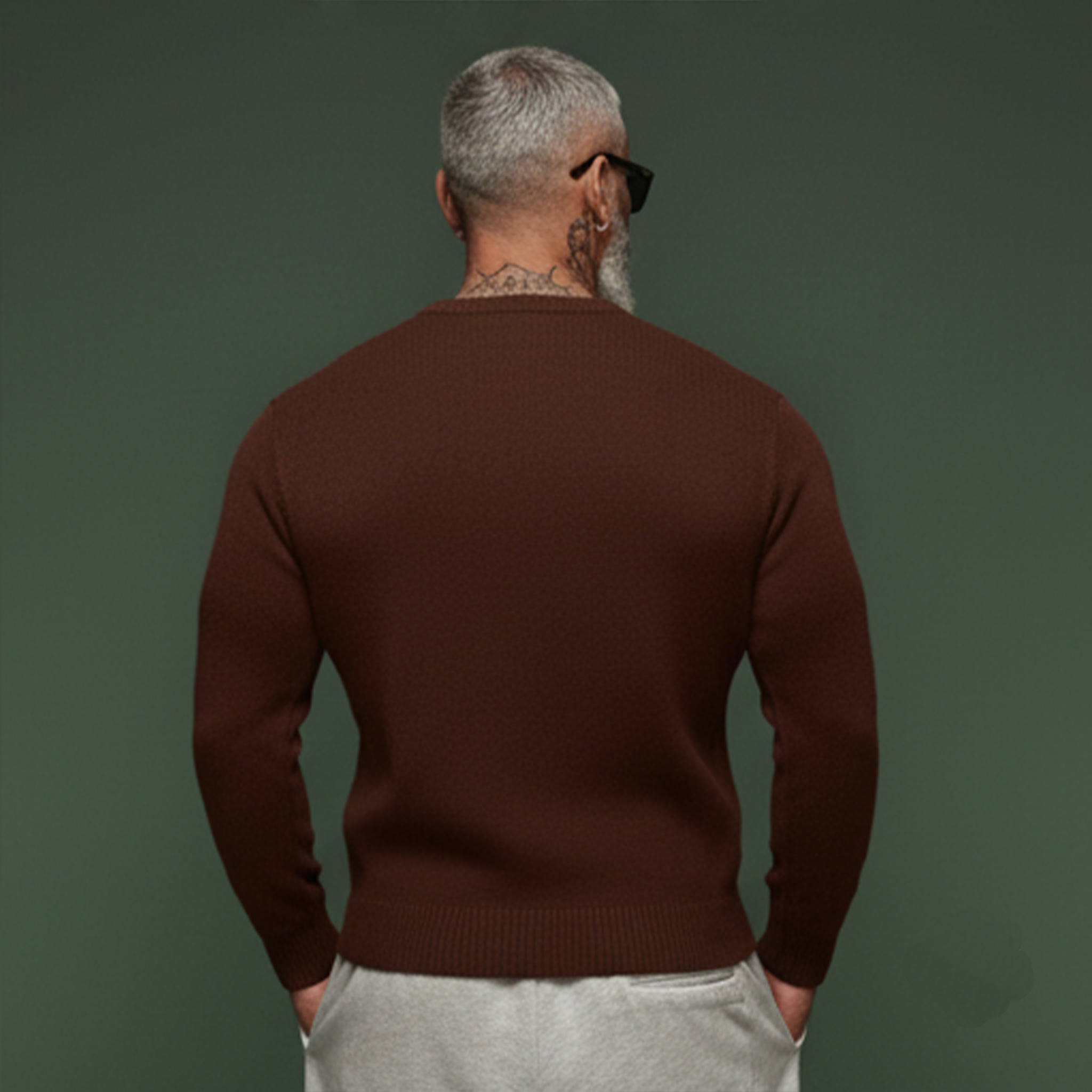 Men's Classic Old-money Style Henley Collar White Eagle Jacquard Sweater MTA0688K5K