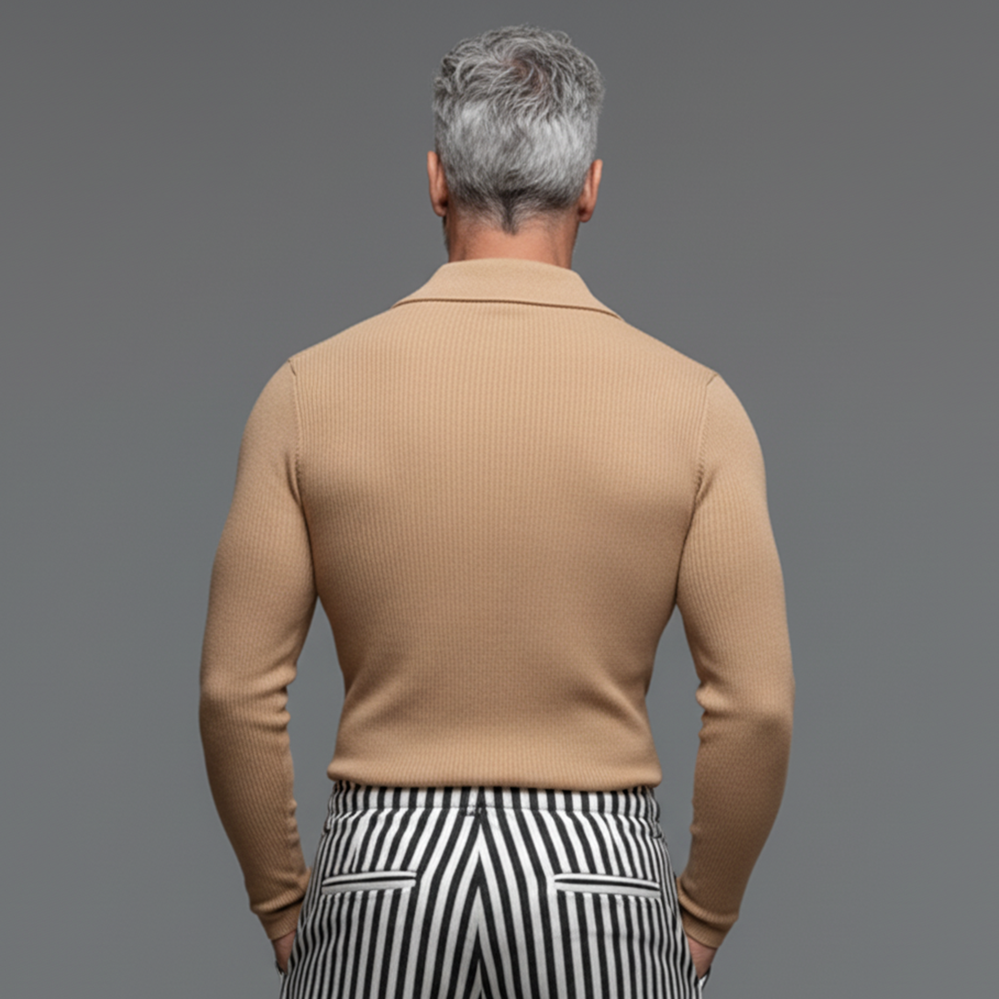 Men's Classic Casual Knitted Slim Fit Long-Sleeve Polo Collar Sweater MTA2910J3K