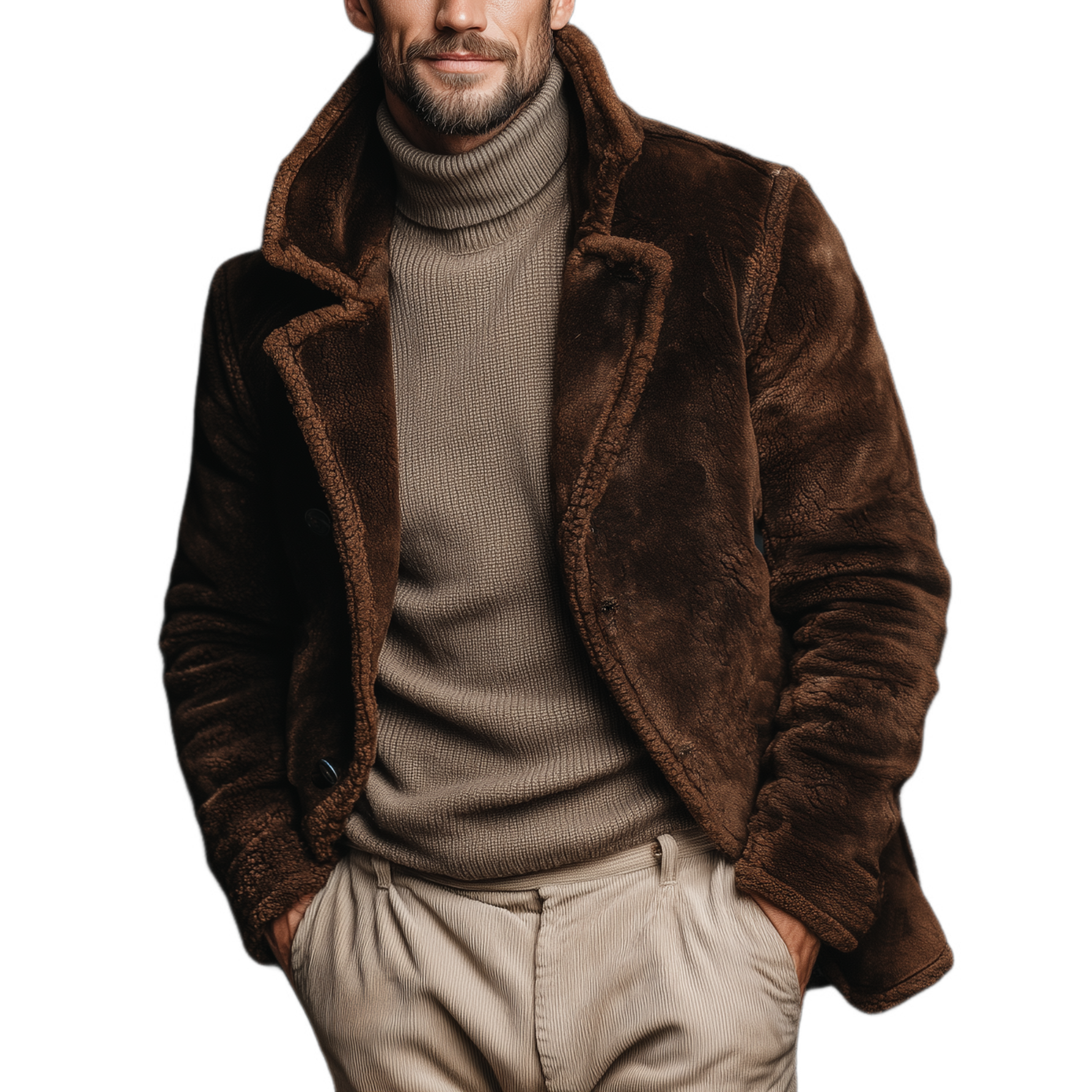 Men's Classic Casual Lapel Teddy Fleece Coat MTA0134K6K