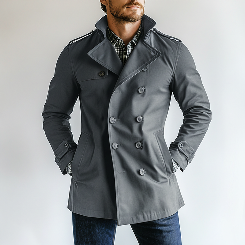 Men's Fashion Cotton Blend Double-Breasted Trench Jacket MTA1421K1P