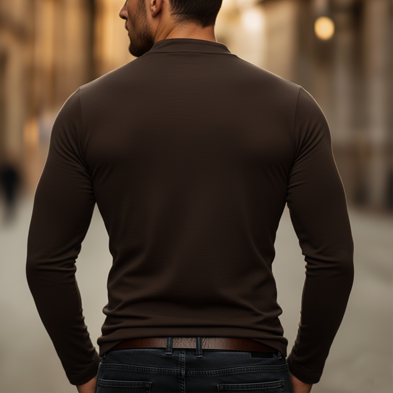 Men's Basic Solid Color Slim Fit Pullover Long-sleeved T-shirt MTZ0704A7U