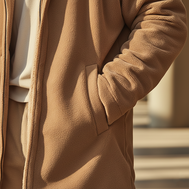 Men's Retro Minimalist Fleece Hooded Warm Zip-Up Coat MTA0123K8P