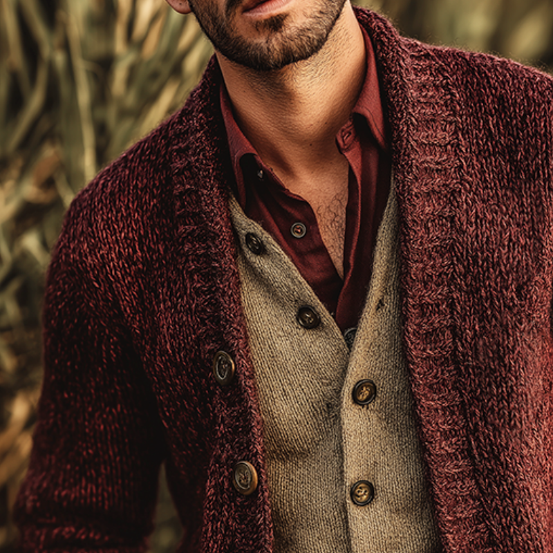 Men's Vintage Casual Knitted Sweater Button Cardigan MTA1472J6TO