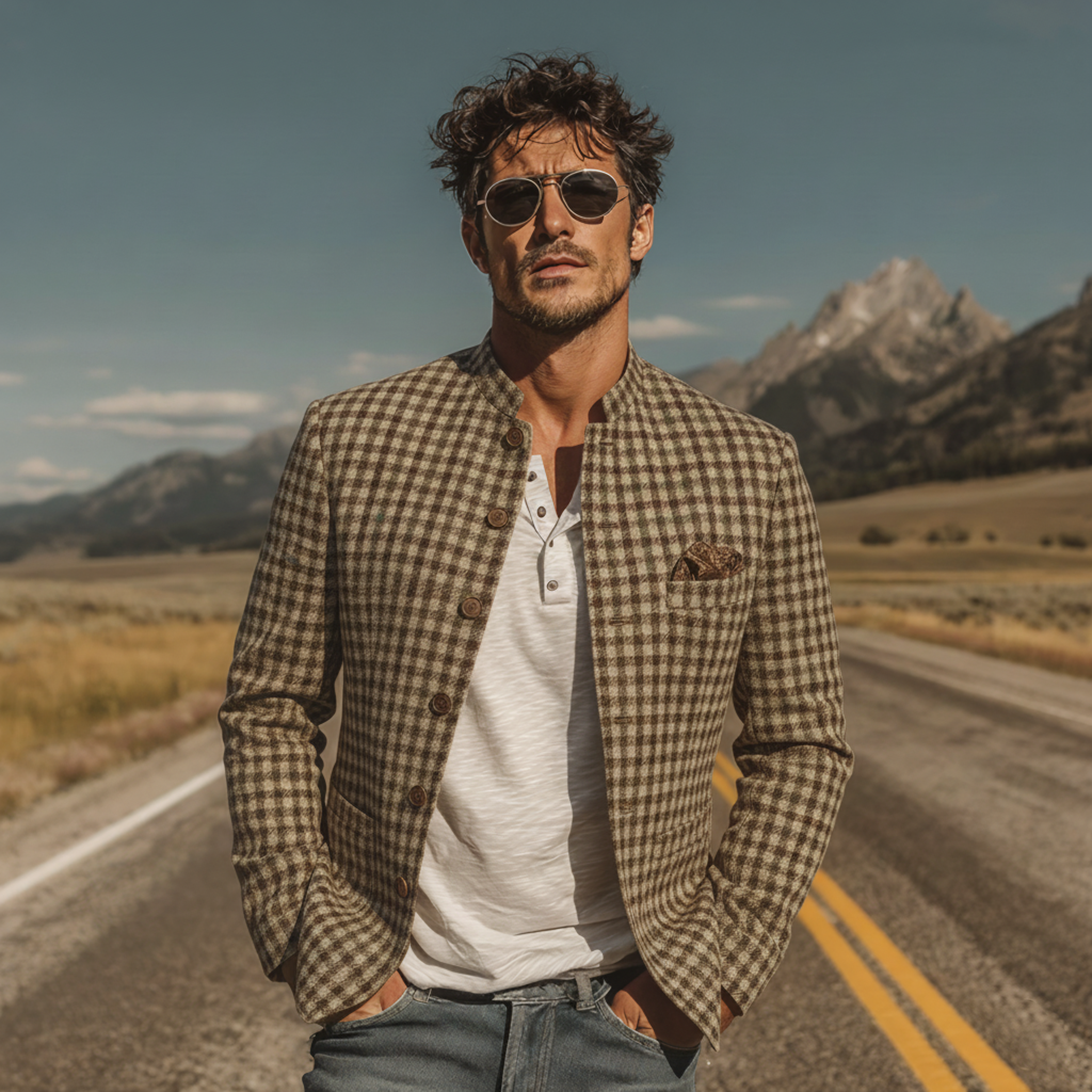 Men's Classic Vintage-style Wool-blend Stand-collar Jacket MTA1121L6K