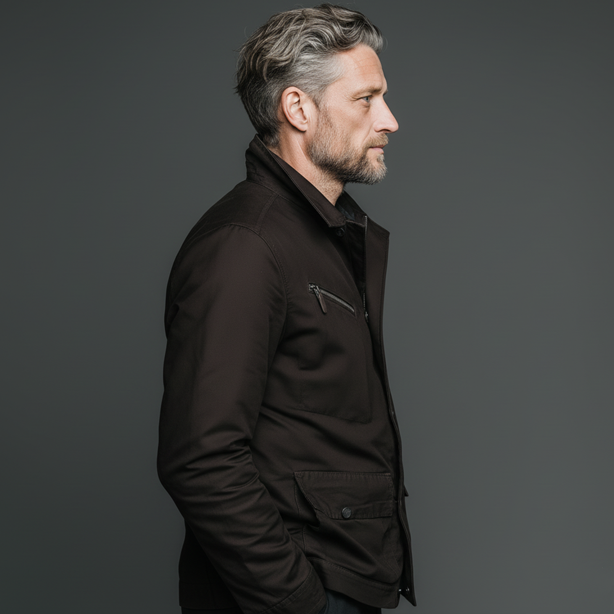 Men's Classic Casual Stand Collar Zippered Cotton Blend Multi-Pocket Jacket MTA1433J3K