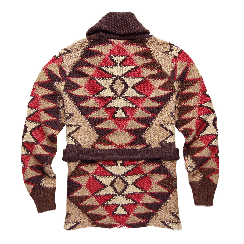 Cardigan con lacci in maglia jacquard geometrica da uomo 99561997X