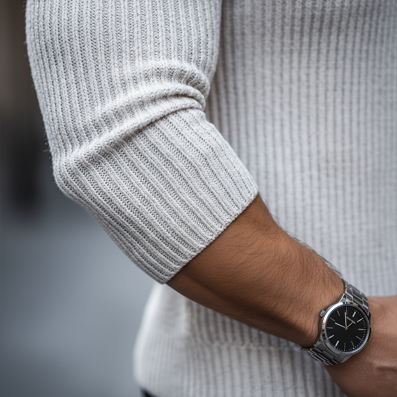 Men's Simple Color Block Cotton Yarn Knit Crew Neck Slim Fit Sweater MTA2964J7P