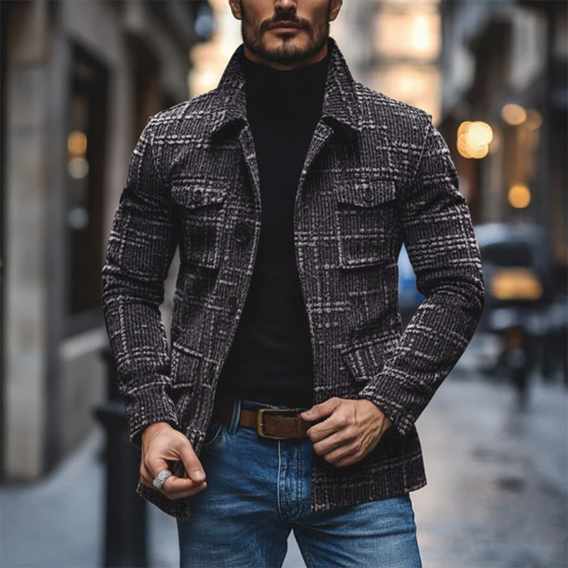 Men's Winter Retro Slub Chenille Collar Warm Jacket MTA0382K2P