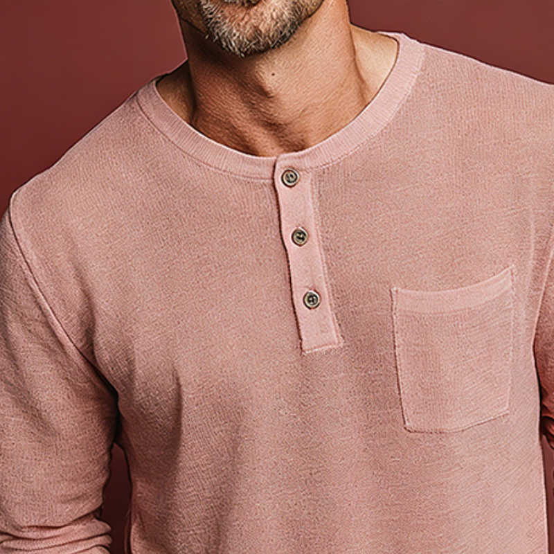 Men's Retro Casual Lightweight Knitted Henley Collar Sweater MTZ0801A8TO