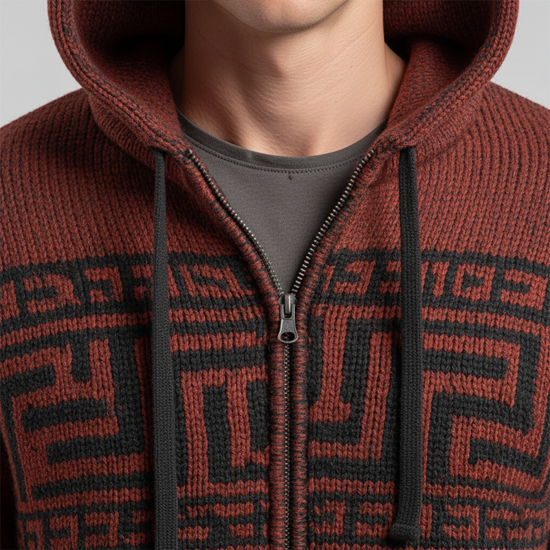 Men's Winter Fashion Knitted Jacquard Cotton Zipper Cardigan MTA2344J9P