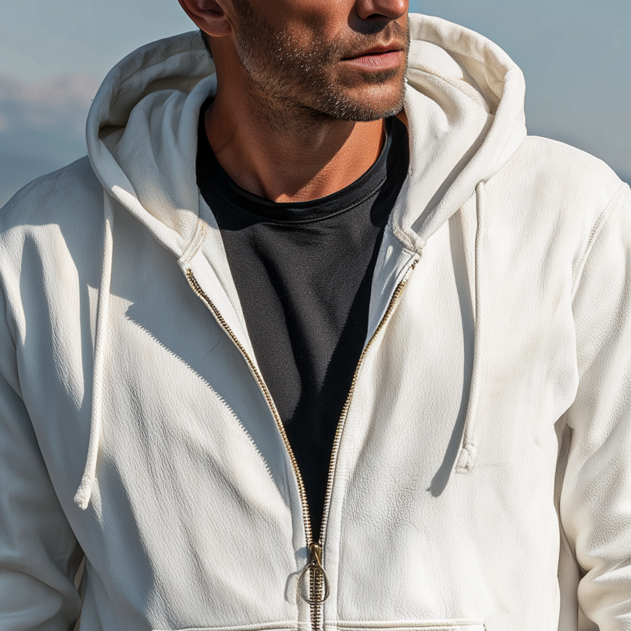 Men's Classic Casual Solid Color Suede Hooded Zip-Up Sweatshirt MTA0614H3K
