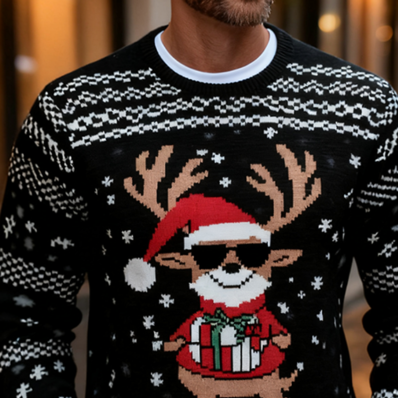 Men's Retro Casual Christmas Knit Crew Neck Sweater MTA0576K5TO