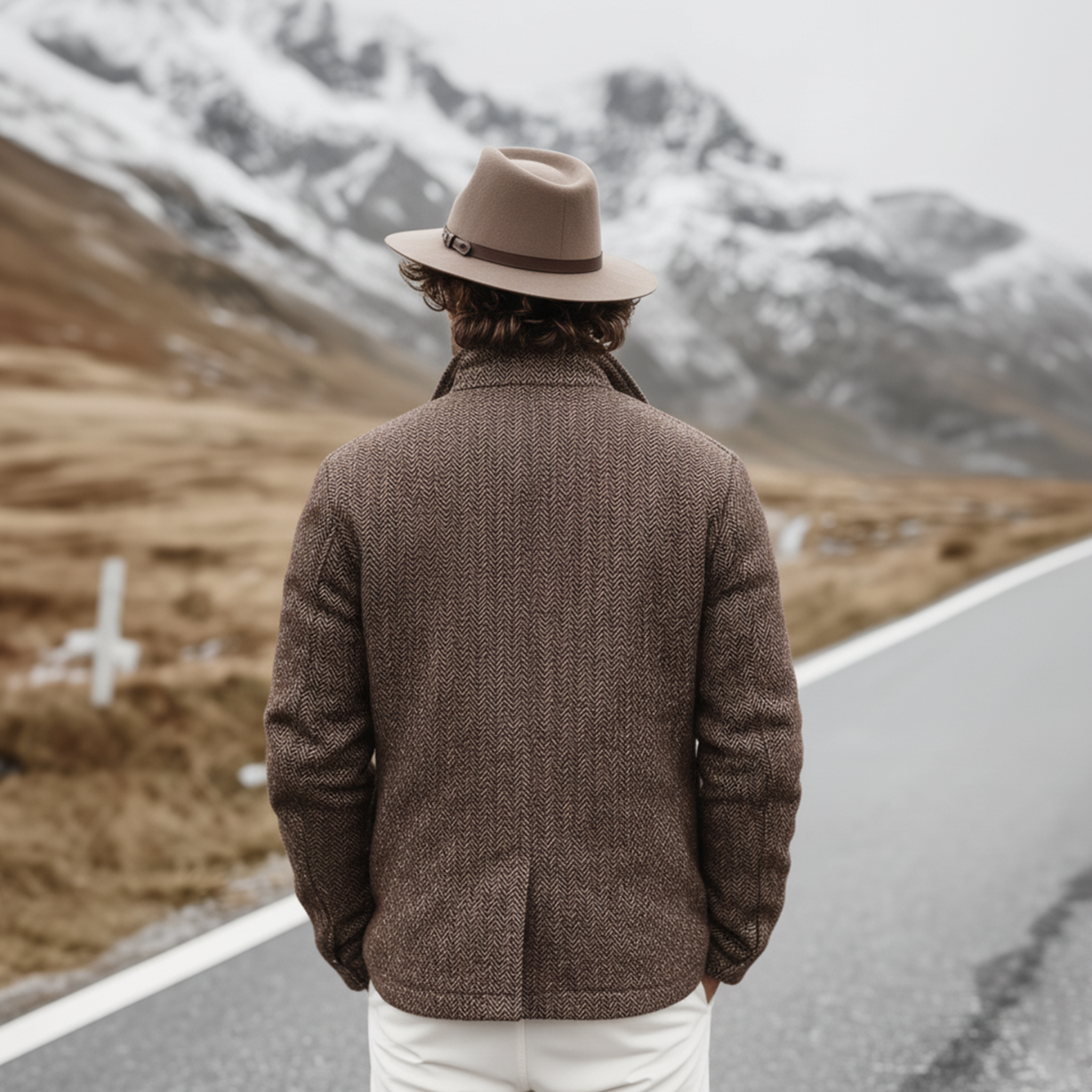 Men's Classic Casual Stand-up Collar Multi-pocket Faux Herringbone Woolen Jacket MTA1618J9K