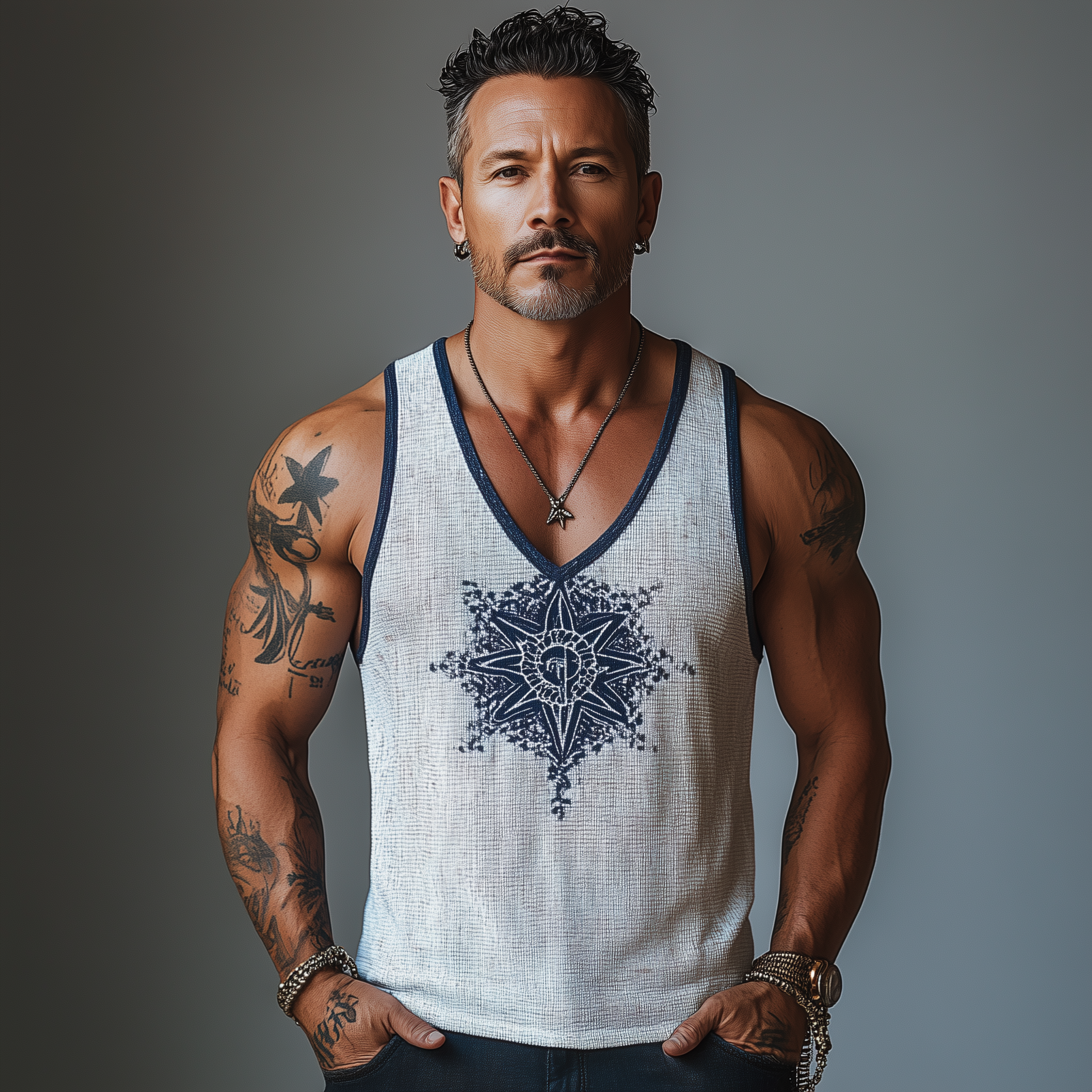 Men's Summer Fashion Printed Waffle Tank Top MTA2673F9P
